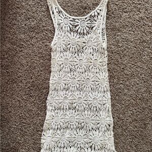 Forever 21 Cream Crochet Swim Cover-up